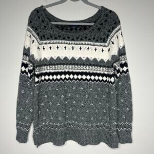American Eagle‎ Womens M Fair Isle Wool Blend Sweater Apres-Ski Cabincore Nordic